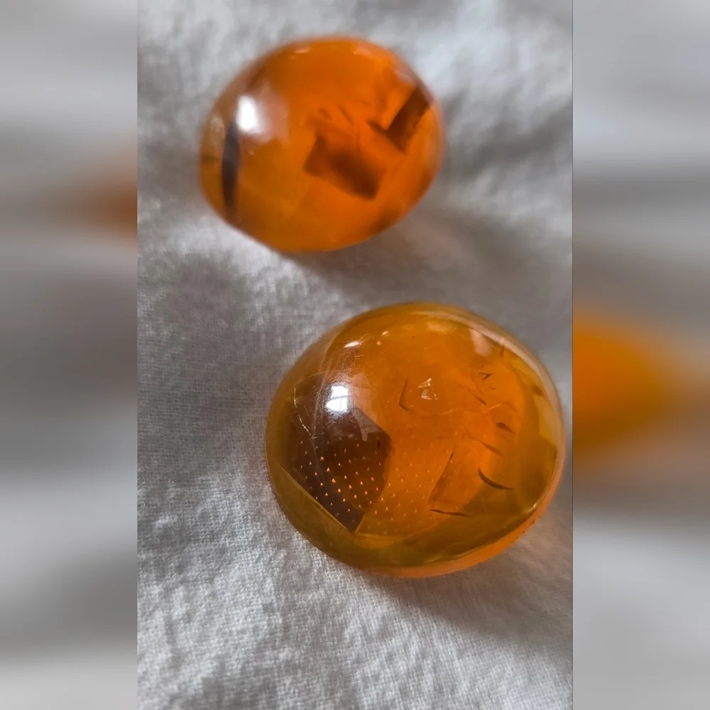 Vtg Amber Clip Ons Earrings